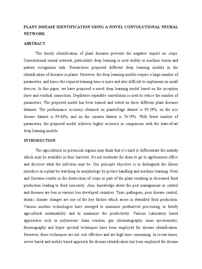 Plant Disease Identification Using A Novel Convolutional Neural Network