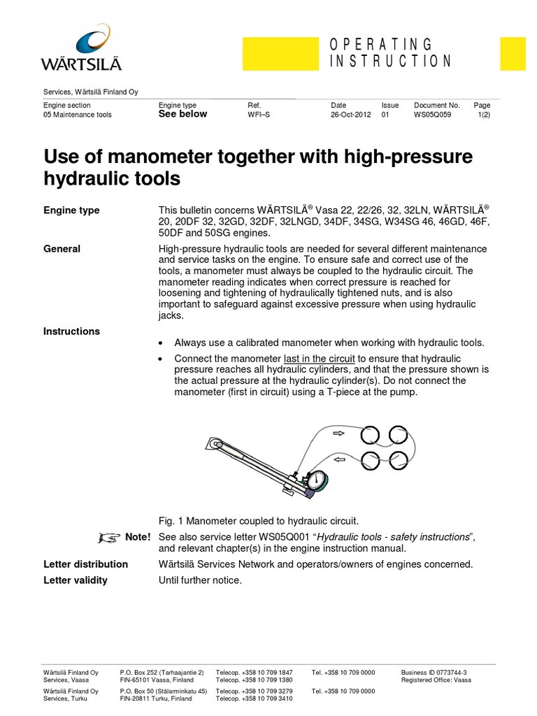 Use of Manometer Together With High-Pressure WS05Q059 - 01gb | Download ...