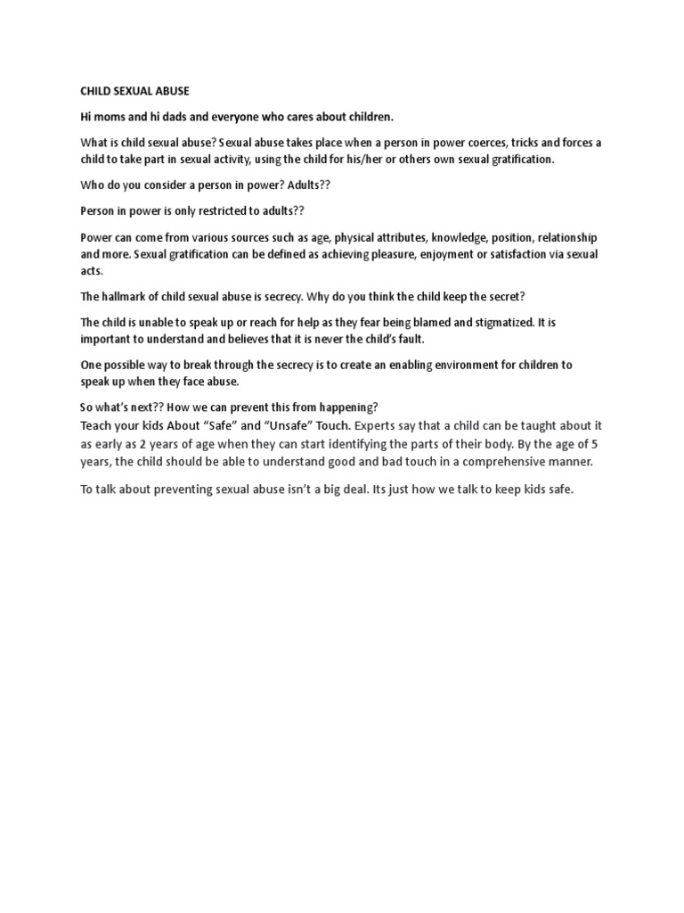 Child Sexual Abuse Script | PDF