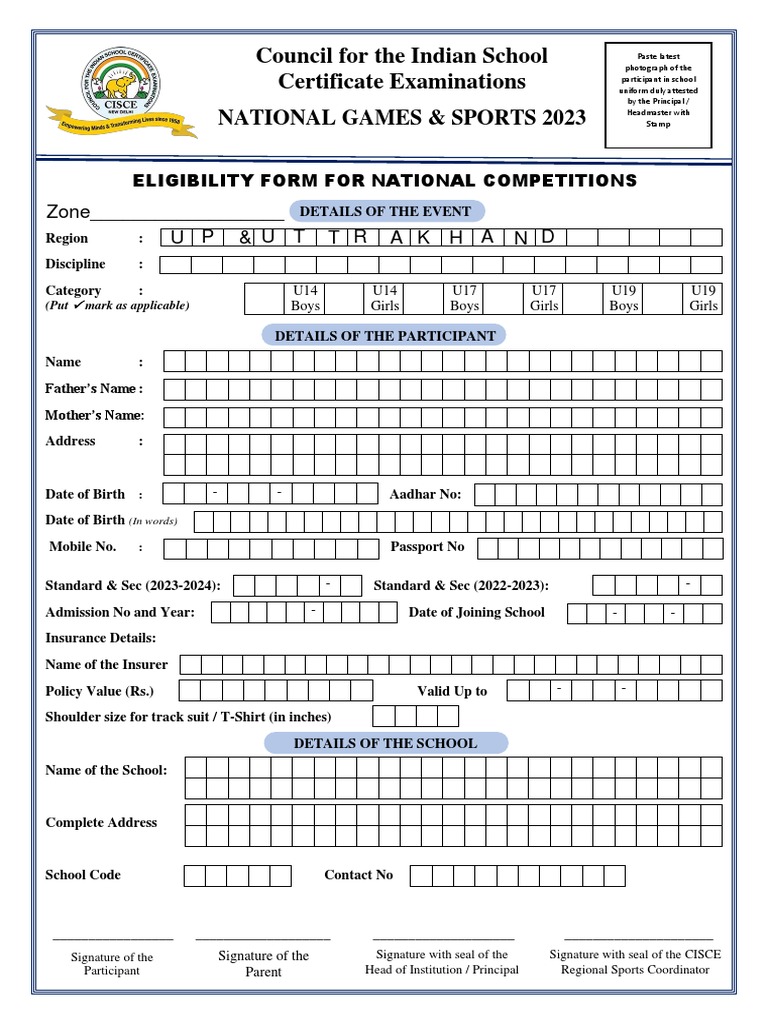 National Sports Eligibility Form 2023-24 | PDF | Government And Personhood