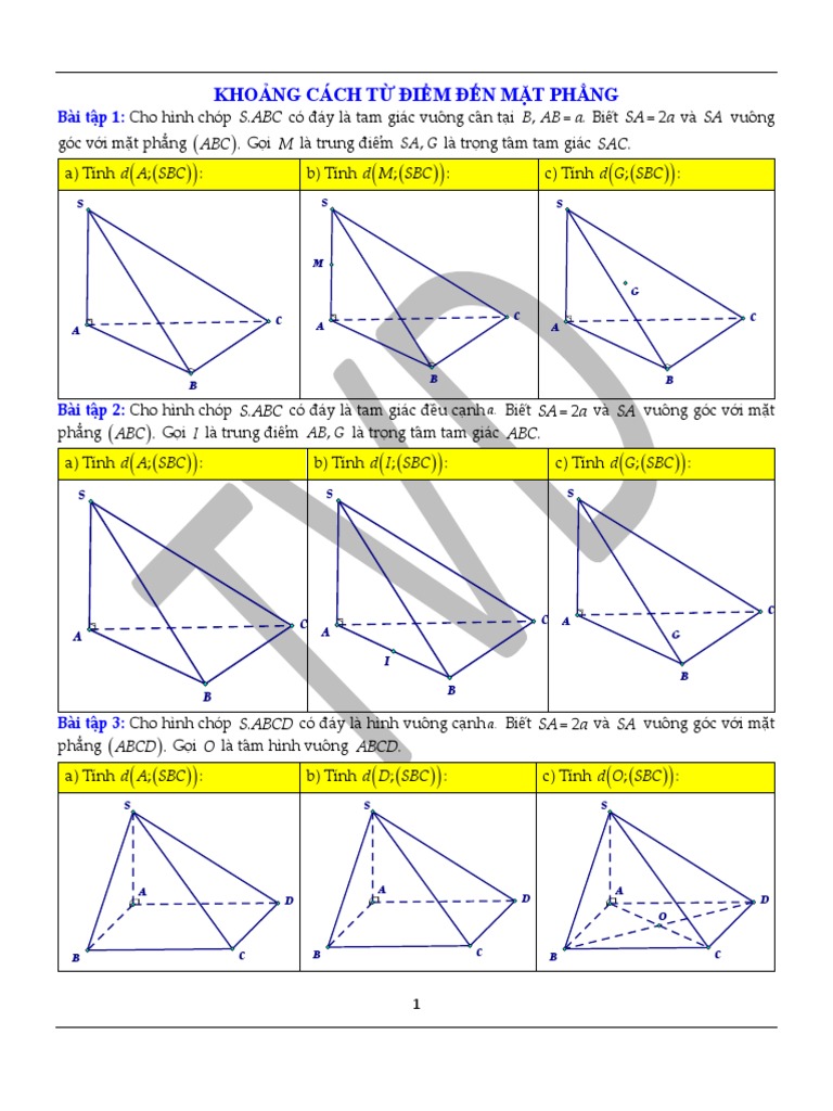 Phieu hoc tap so 1 khoang cach tu diem den mat phang pdf