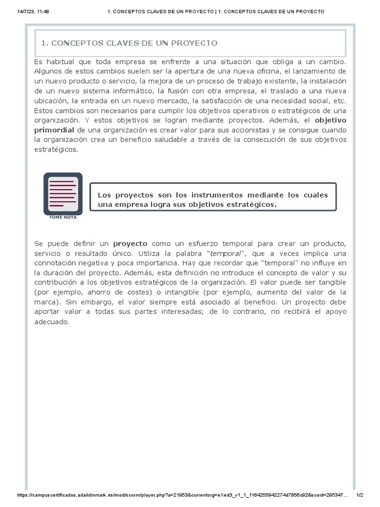Conceptos Claves de Un Proyecto | PDF