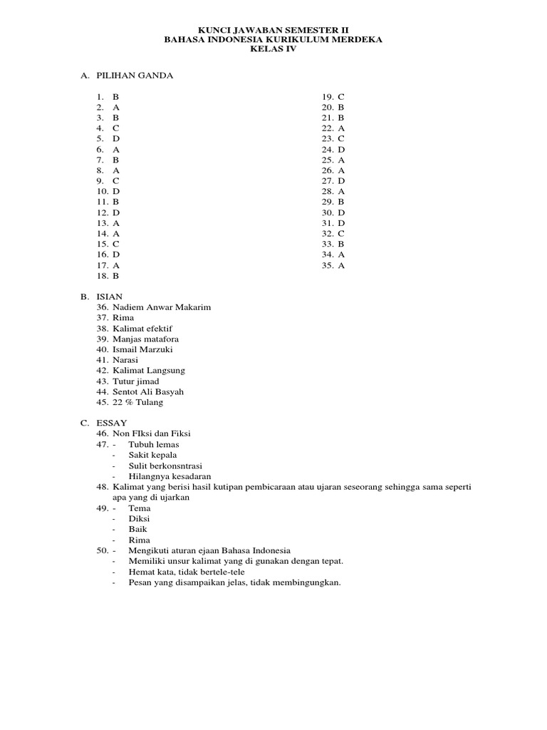 Kunci jawaban bahasa Indonesia kelas 4 bab 5 halaman 127 kurikulum merdeka