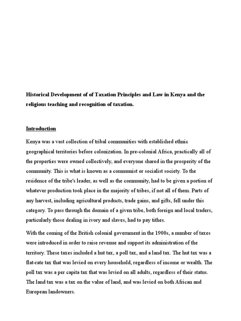 Historical Development of of Taxation Principles and Law in Kenya PDF