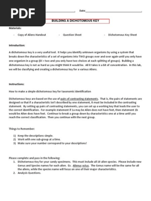 Dichotomous Key
