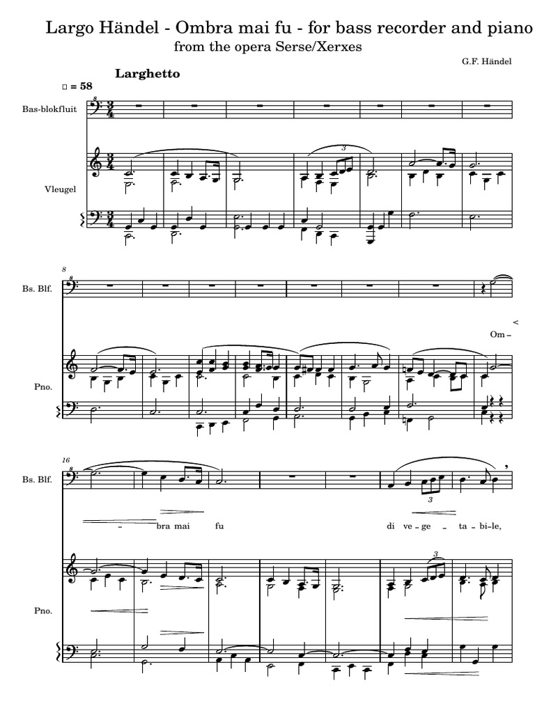 Ombra Mai Fu PDF Oral Literature Musical Compositions