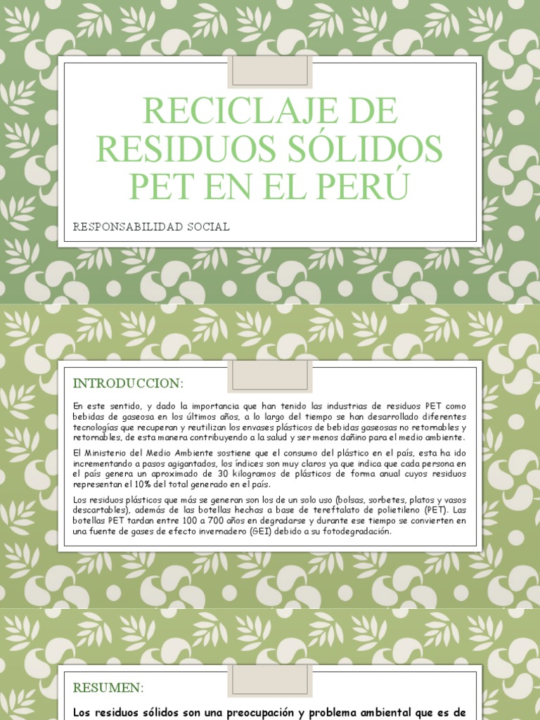 Reciclaje de Residuos PET en Perú | PDF | Salud y bienestar | Ciencia y ...
