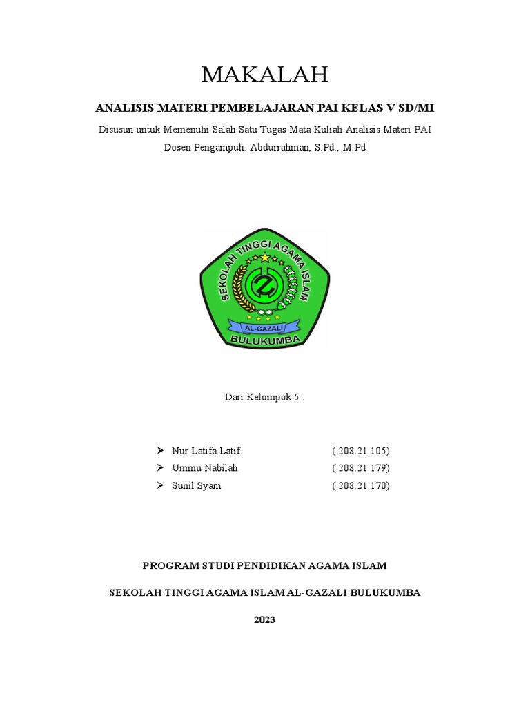 Analisis Materi PAI Kelas V SD | PDF | Karier & Perkembangan