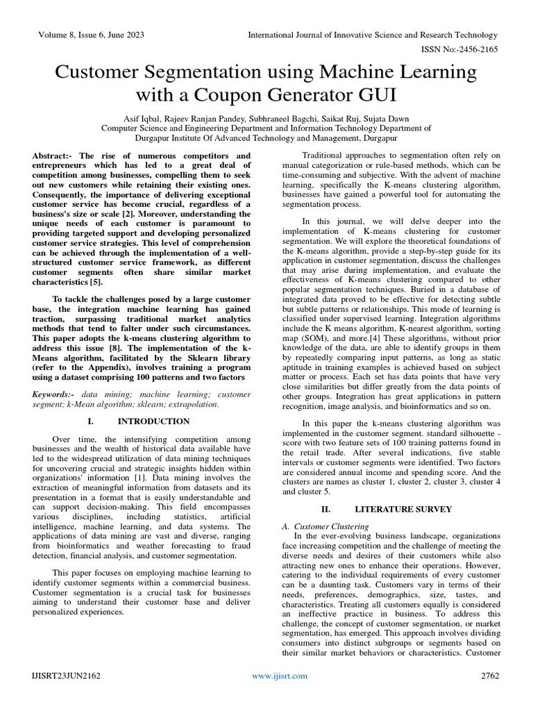 Machine Learning for Customer Segmentation | PDF | Cluster Analysis ...