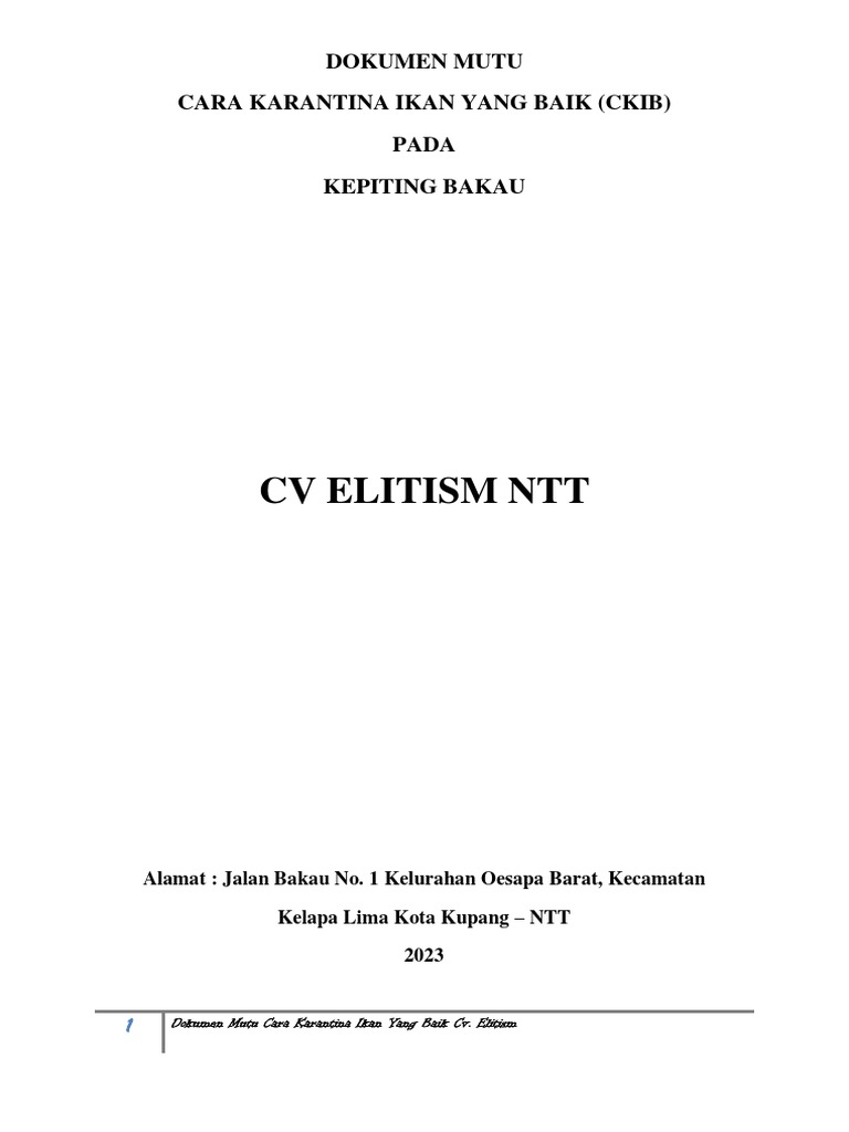 Dokumen Mutu Cv. ELITISM 2023 | PDF