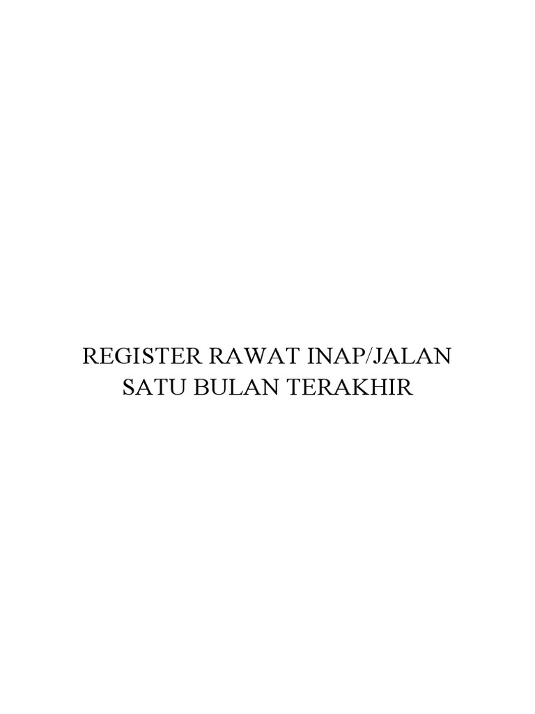 Register Rawat Inap | PDF