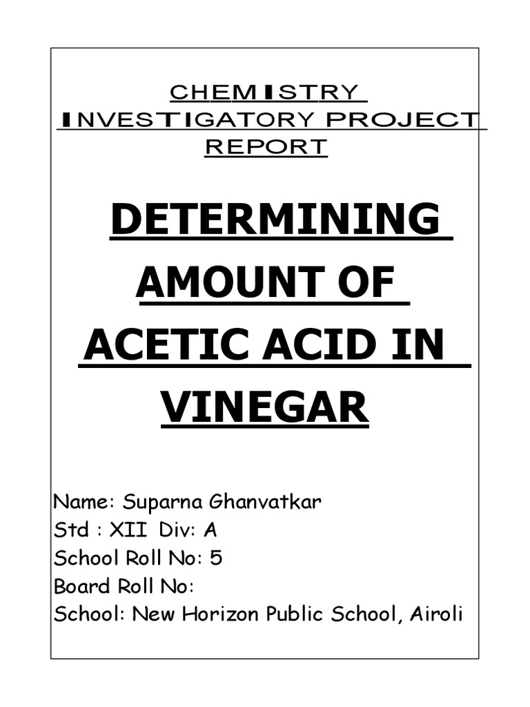 Chemistry Investigatory Project of Class Xii PDF Titration Chemistry