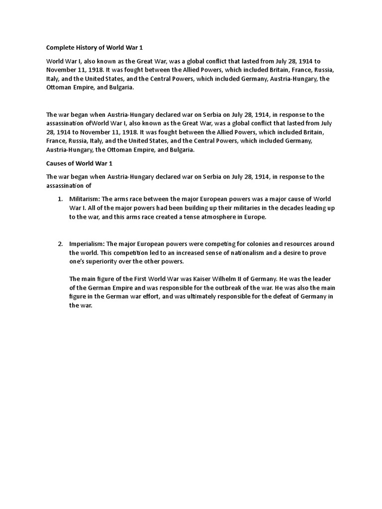 Complete History of World War 1 | PDF
