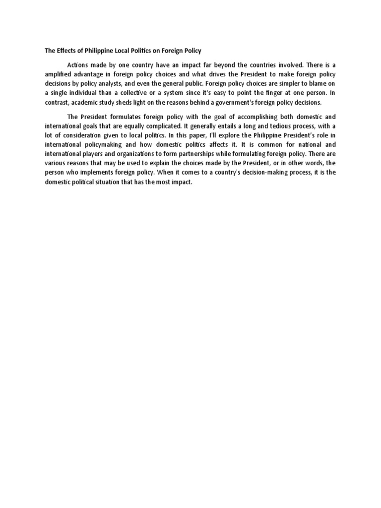 The effects of Philippine local politics on foreign policy PDF