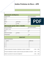 Análise Preliminar de Risco - APR: Nome Do Trabalho