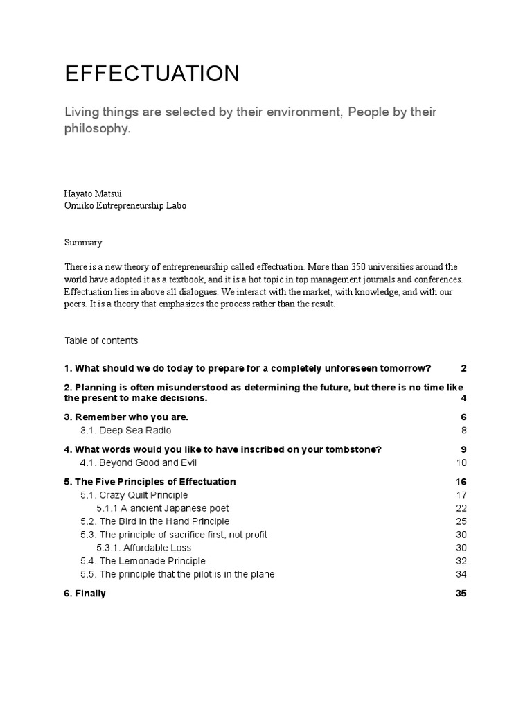 Beginer's Guide For Effectuation | PDF | Causality | Truth