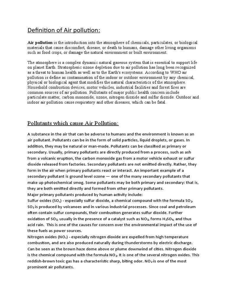 Definition of Air Pollution | PDF | Air Pollution | Particulates