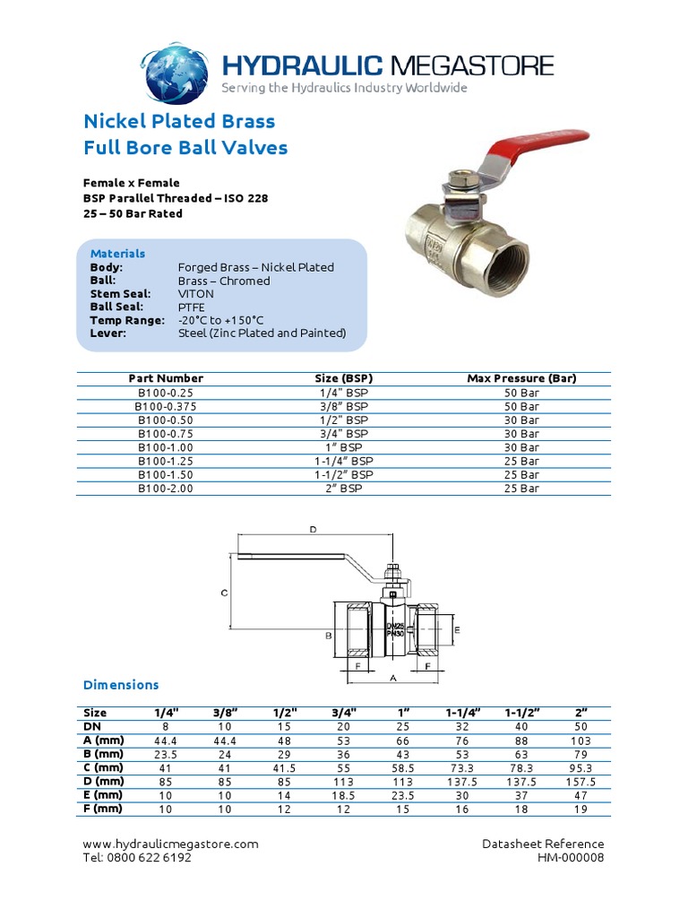 Low Pressure Brass Ball Valves | PDF | Technology & Engineering
