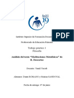 TP Filosofia Meditaciones Metafísicas" de R. Descartes