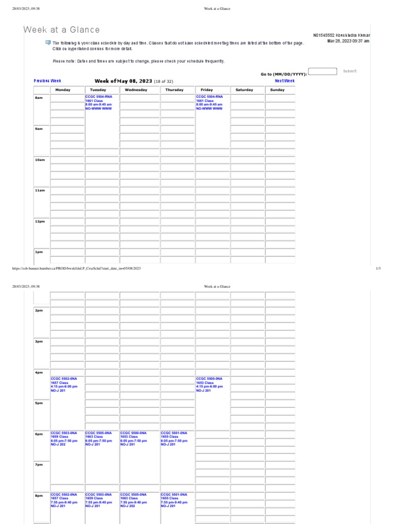 Summer Registration TIMETABLE PDF