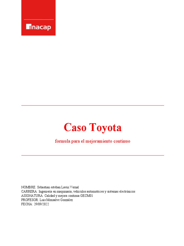 Caso Toyota Pdf Calidad Comercial Toyota