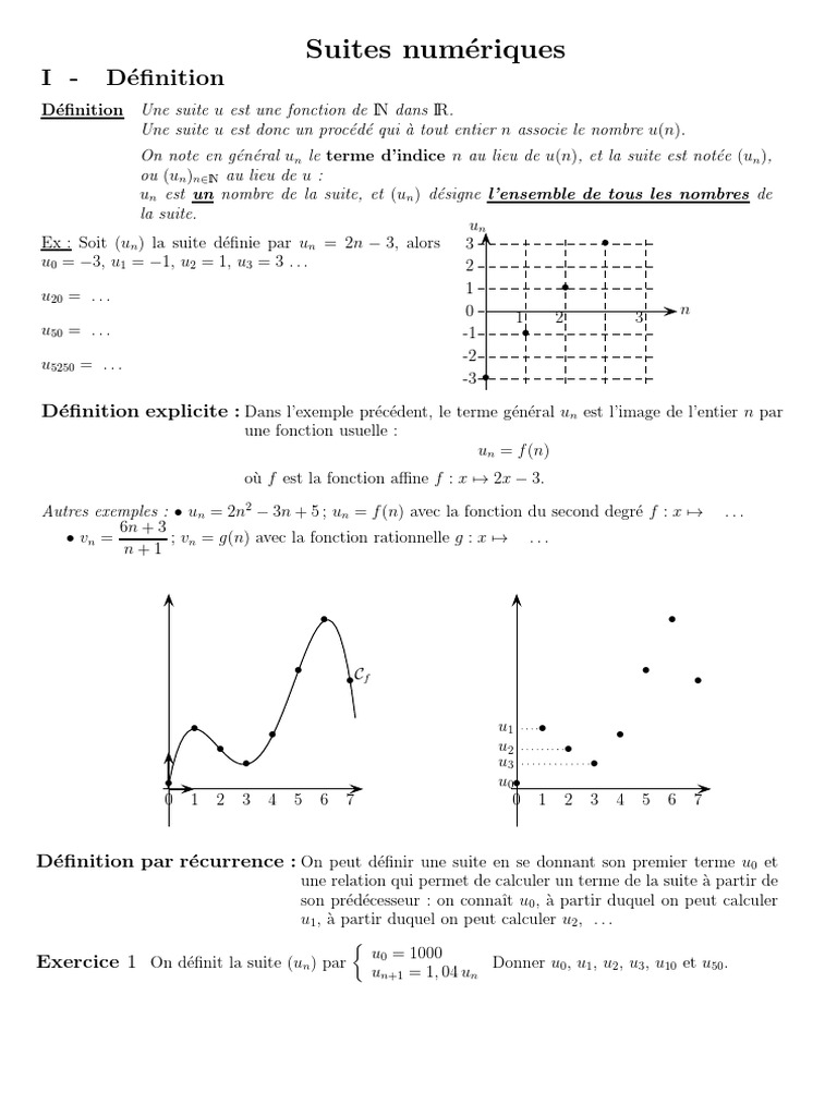Introduction aux suites numériques | PDF | Objets mathématiques ...