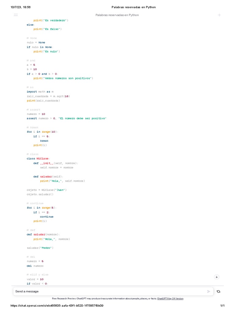Palabras reservadas en python3 pdf