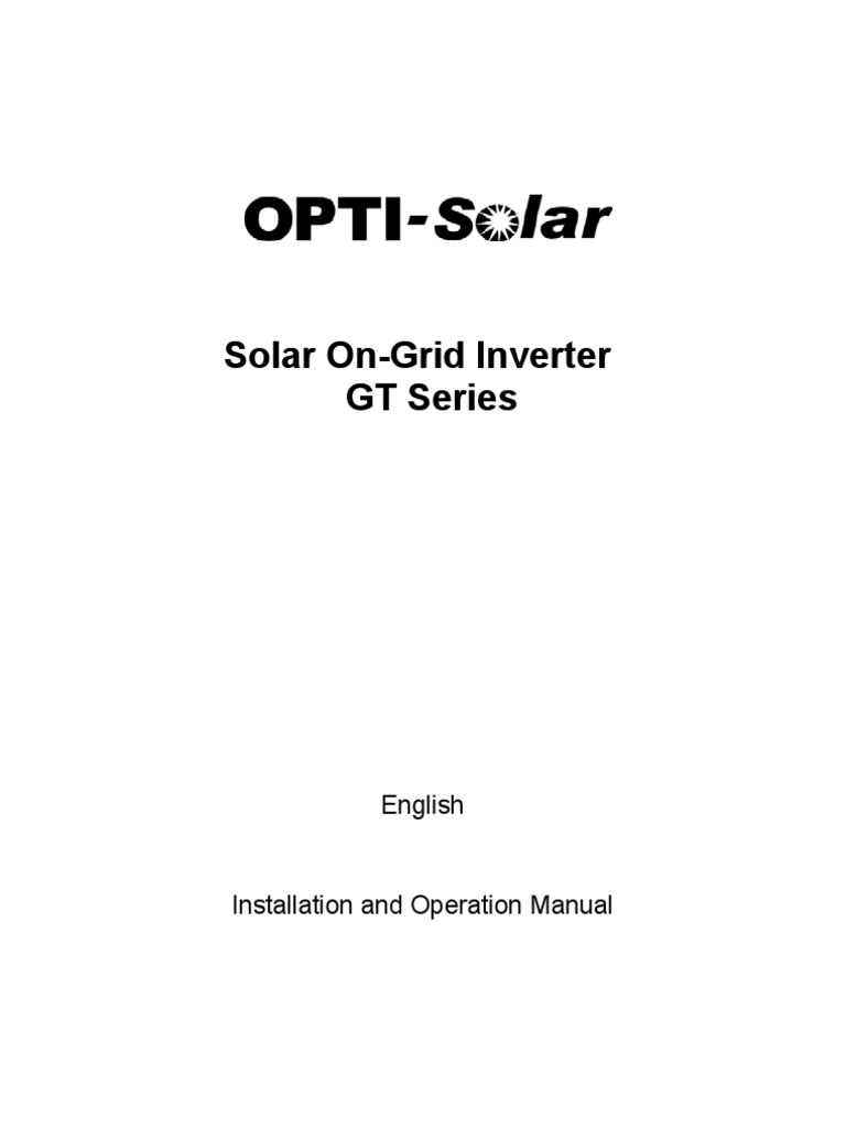 Solar On-Grid Inverter Manual | PDF | Power Inverter | Alternating Current