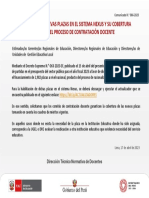 Habilitación de Nuevas Plazas en El Sistema Nexus Y Su Cobertura Mediante El Proceso de Contratación Docente