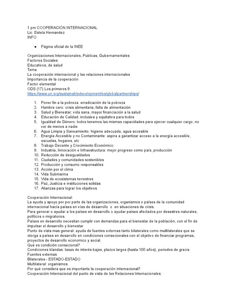Importancia de la Cooperación Internacional | PDF | Naciones Unidas ...