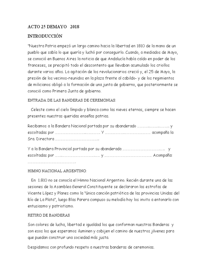 Acto 25 Demayo 2018 PDF América del Sur