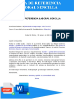 Carta de Referencia Laboral Sencilla