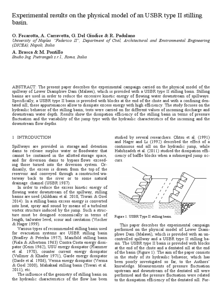 Hydraulic Study of USBR Stilling Basin | PDF | Spillway | Fluid Mechanics
