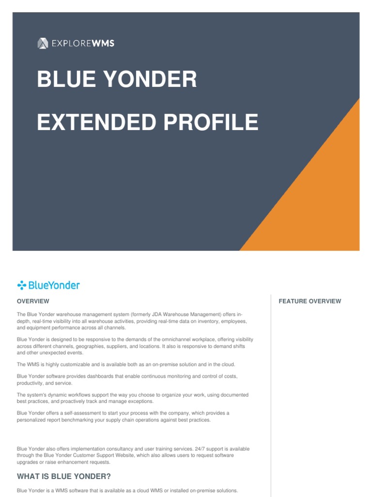 Blue Yonder WMS Overview and Features | PDF | Cloud Computing | Warehouse