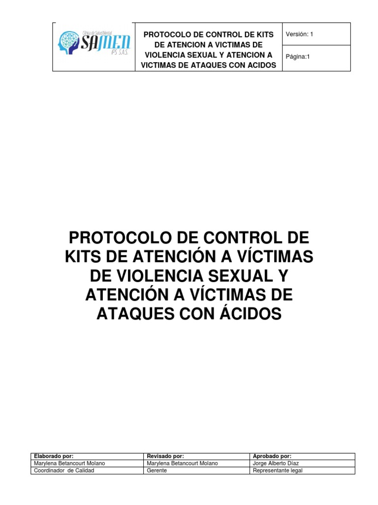 Protocolo de Control de Kit de Atencion A Victimas de Violencia Sexual ...