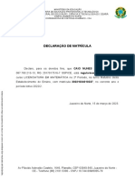 Declaração de Matrícula: Instituto Federal de Educação, Ciência E Tecnologia Do Ceará