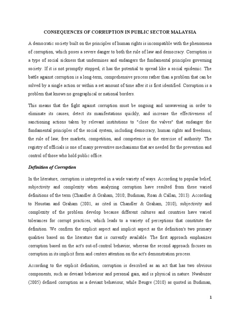 Corruption Consequences in Malaysia's Public Sector | PDF | Najib Razak ...