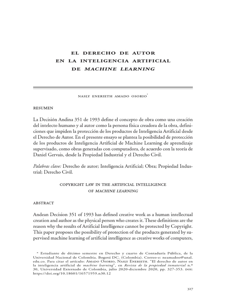 Derecho de Autor y AI en Machine Learning | PDF | Inteligencia ...
