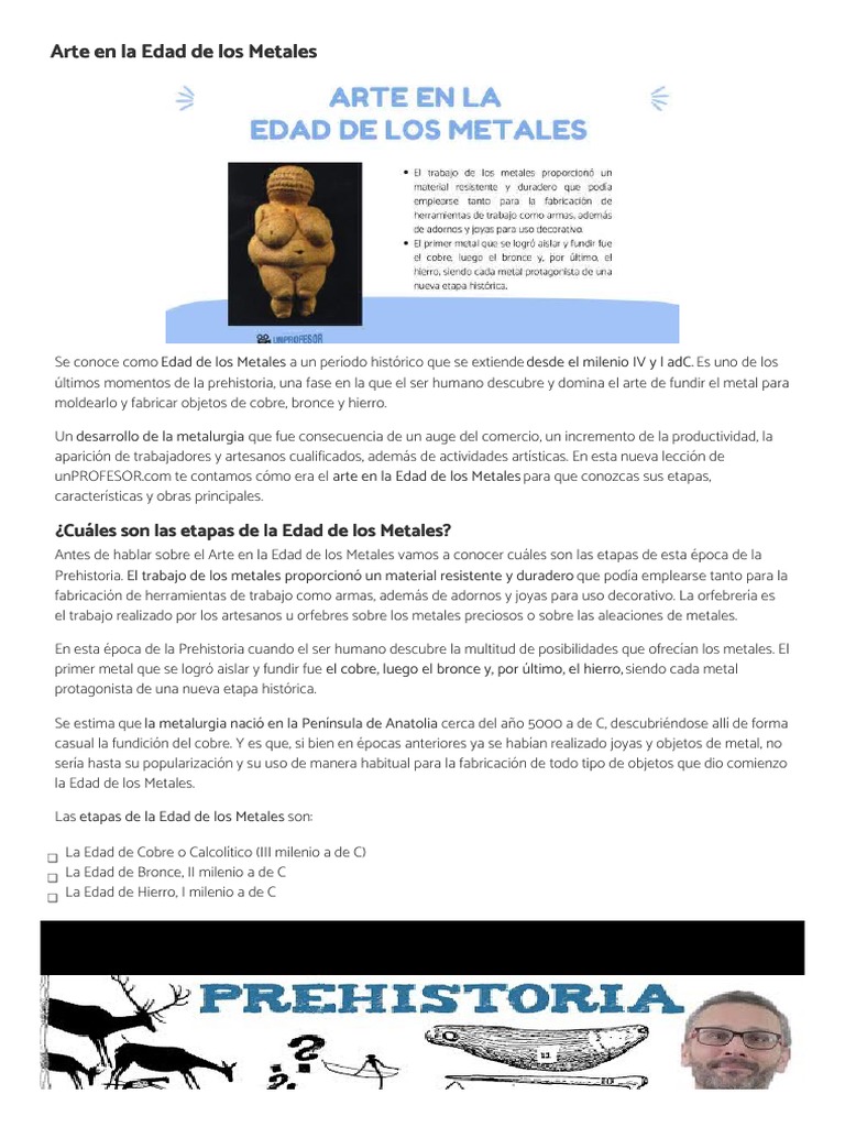 Arte en la Edad de los Metales | PDF | Edad de Hierro | Bronce