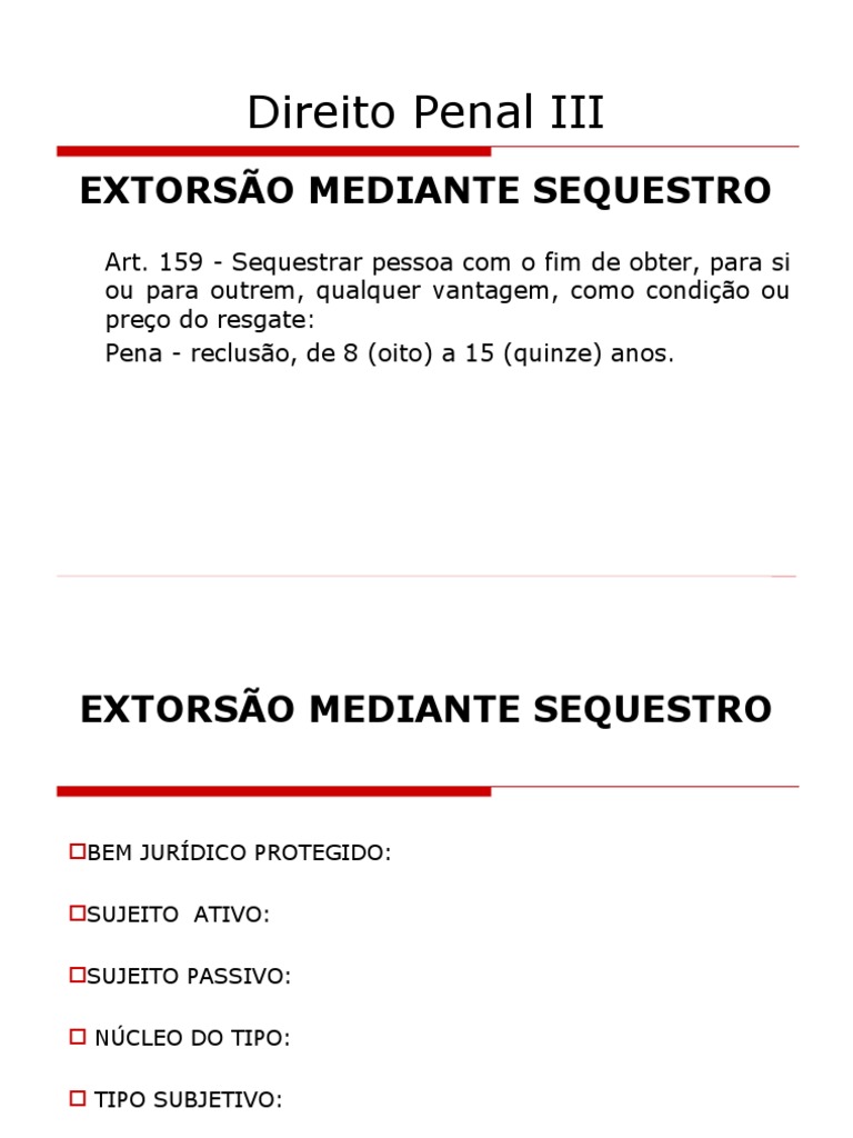 Extorsão Mediante Sequestro | PDF | Extorsão | Roubo