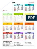 2023 Calendar Portrait Year at a Glance in Color