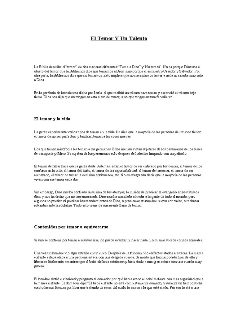 Superando el temor para multiplicar talentos | PDF | Jonás | Creencia ...