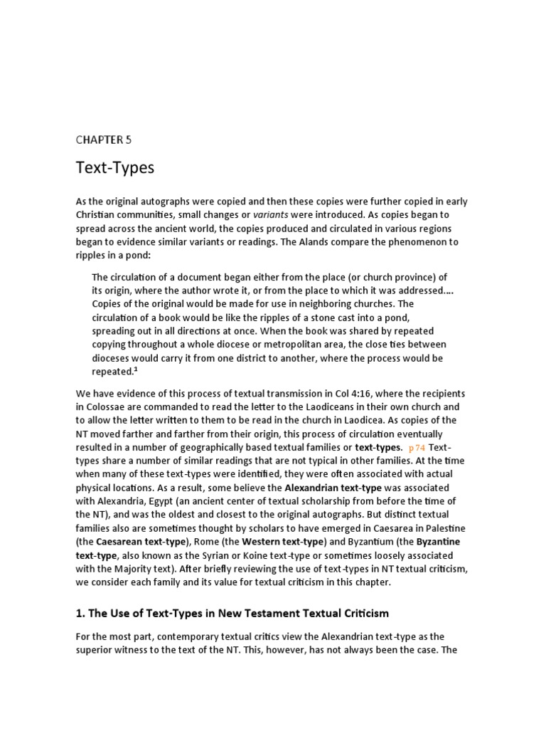 Alexandrian vs Byzantine Text Types | PDF
