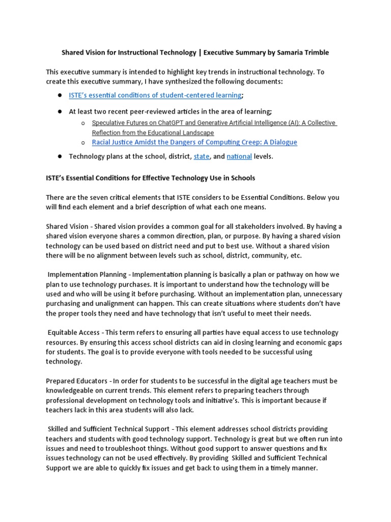Shared Vision Executive Summary Trimble | PDF