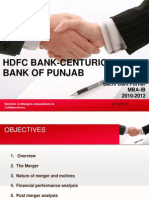 HDFC Bank-Centurion Bank of Punjab: Presented By: Sachi Bani Perhar Mba-Ib 2010-2012