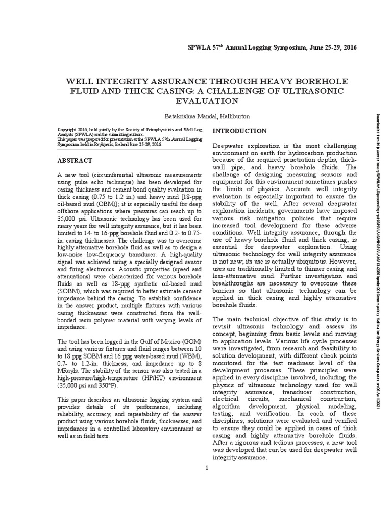 CAST Paper - Spwla-2016-Mmm | PDF | Resonance | Ultrasound