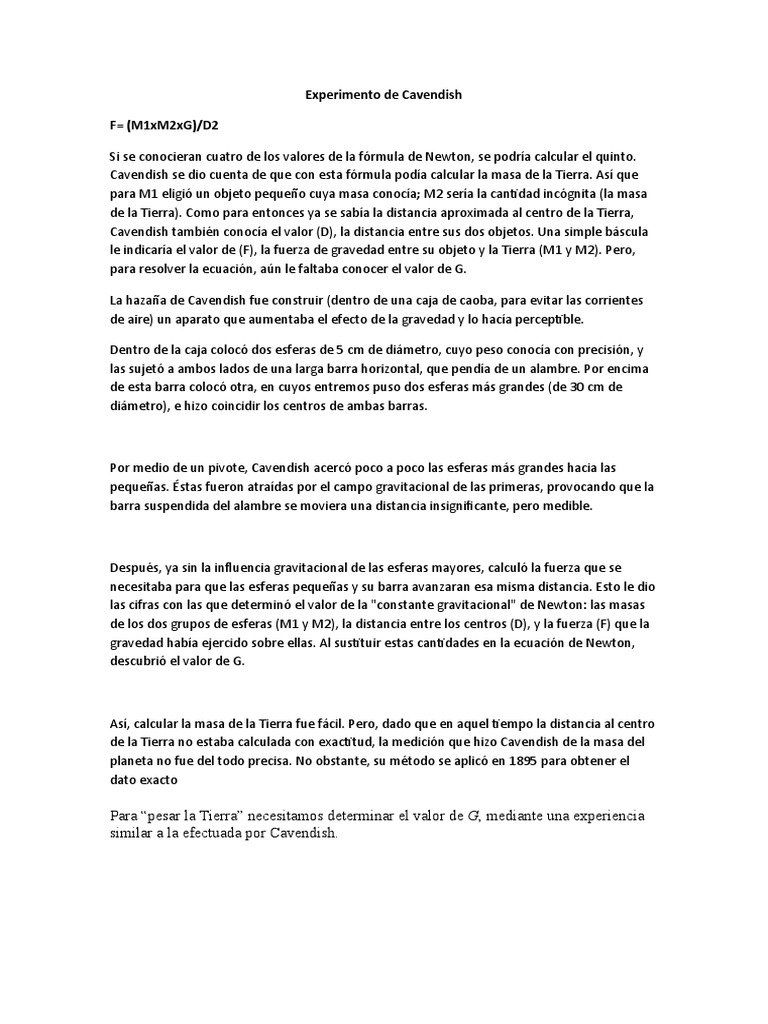 Experimento De Cavendish Pdf