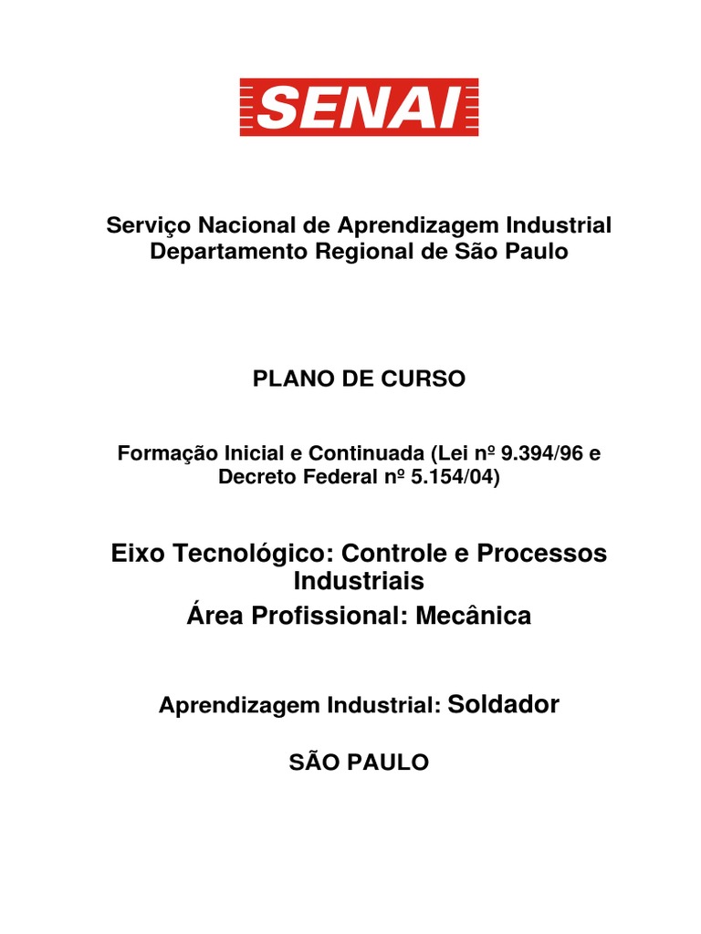 Plano De Curso Soldador Pdf