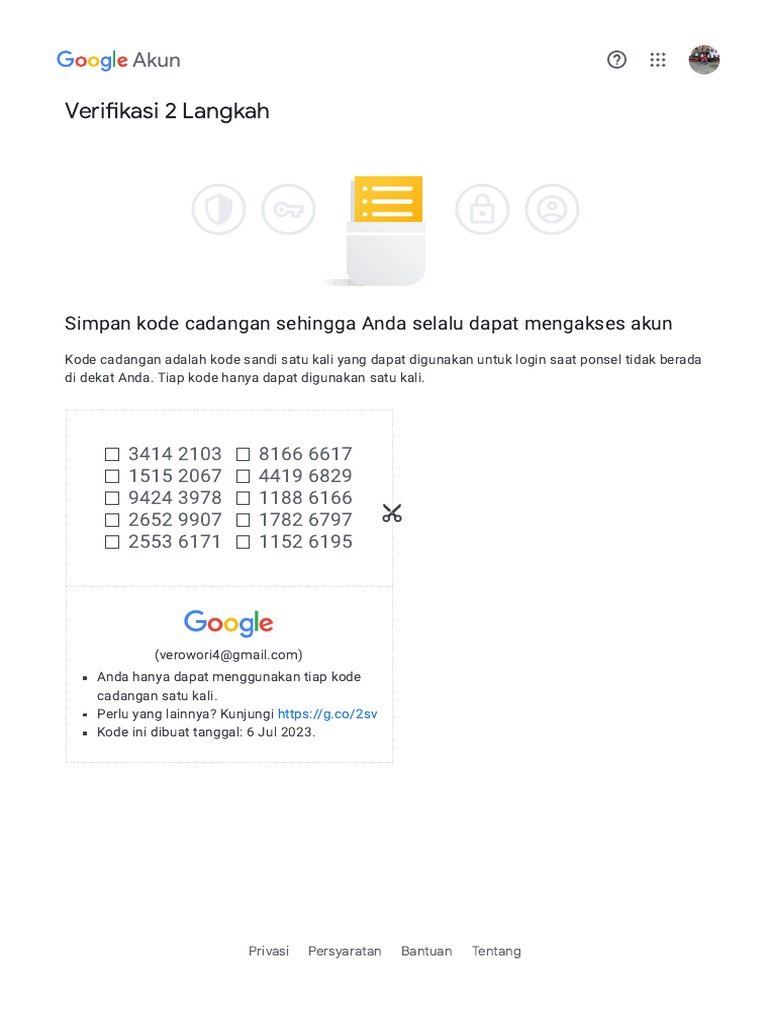 aktivasi verifikasi dua langkah
