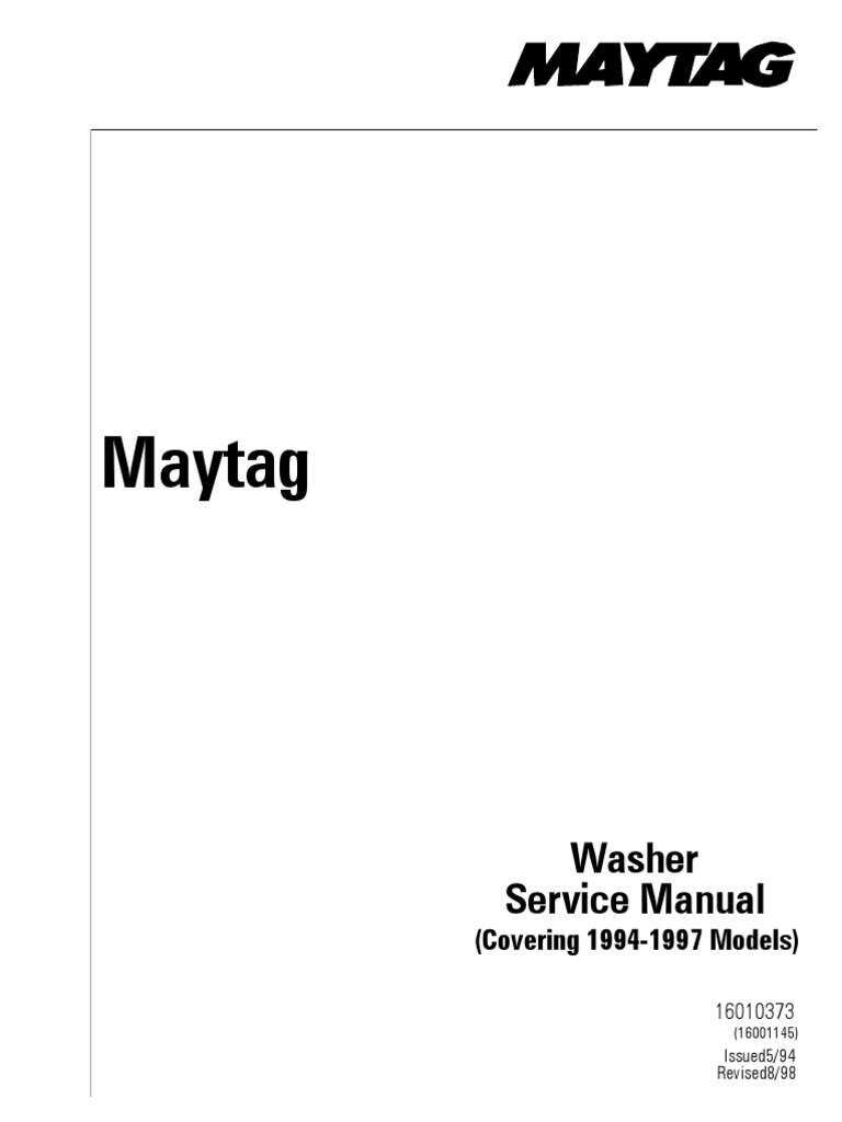 Maytag Dependable Care Washer Covering 19941997 Models PDF Washing